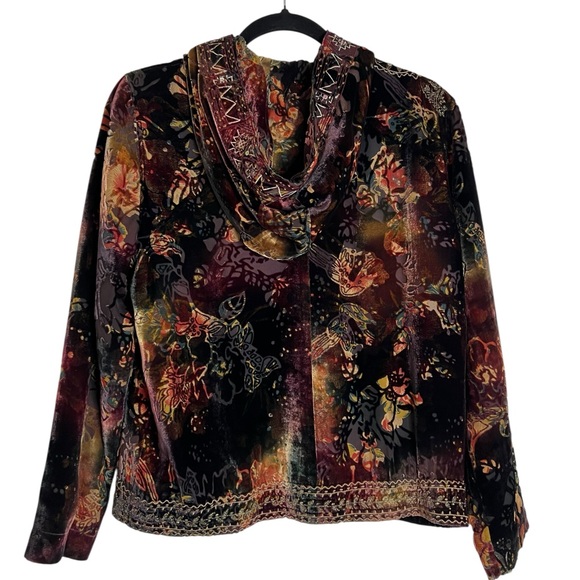 VINTAGE Burnout Velvet Embroidered Beaded Boho Whimsigoth Stevie Nicks Hoodie - Picture 2 of 8